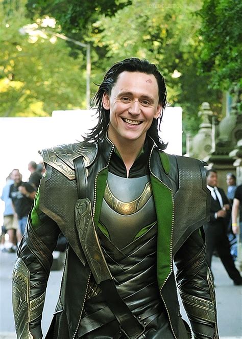 Tom Hiddleston, in costume as Loki, filming "Marvel's 'The Avengers ...