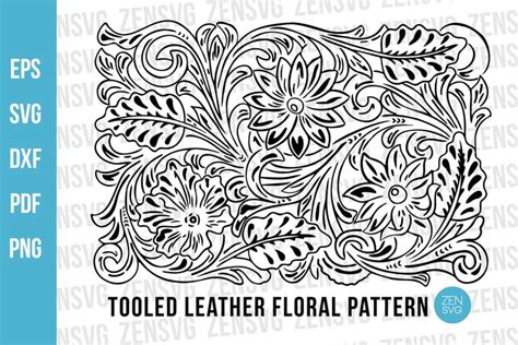 Tooled Leather Floral Pattern Cut File