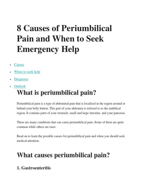 8 Causes of Periumbilical Pain and When To Seek Emergency Help | PDF ...