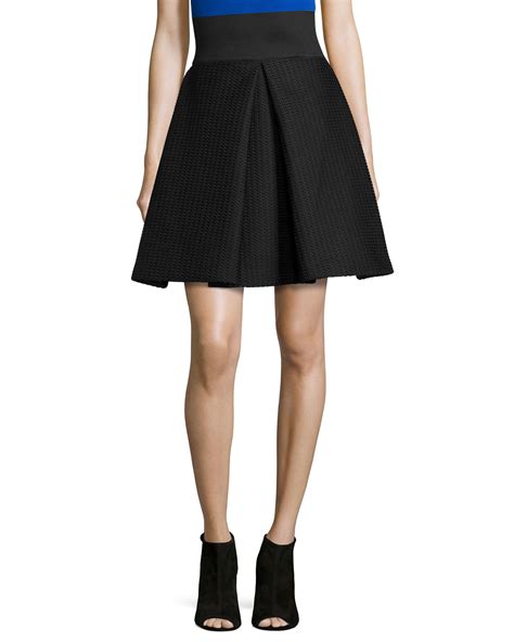 Milly High-waisted Pleated A-line Bubble Skirt in Black | Lyst