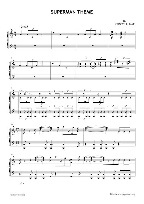 Superman Theme | Sheet Music | Piano Score Free PDF Download | HK Pop ...