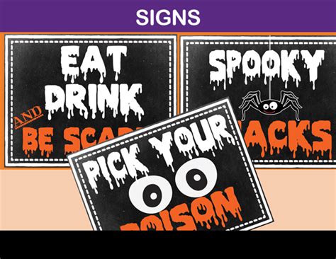 Halloween Party Signs, Printable and Editable - Instant Download ...