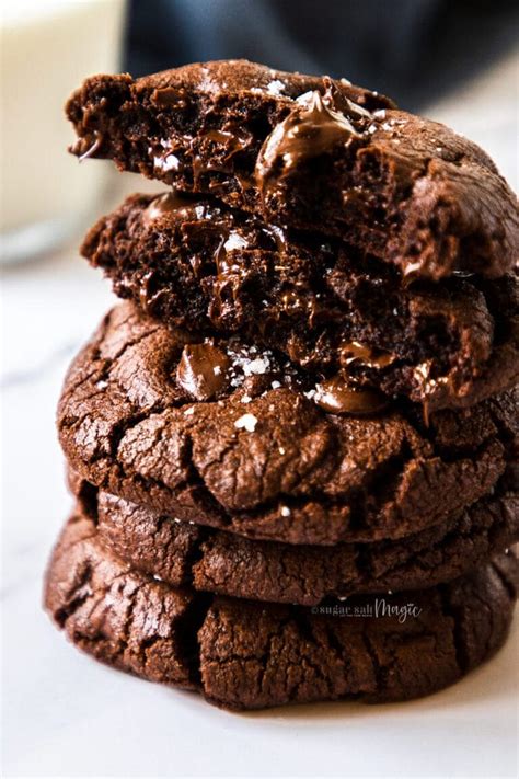 Dark Double Chocolate Fudge Cookies - Sugar Salt Magic