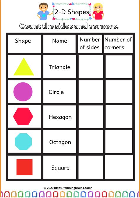 2D Shapes Worksheets | Free Printables - ShiningBrains.com