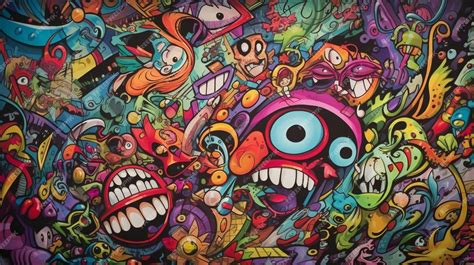 A colorful drawing of a monster with many teeth and a mouth. | Premium ...