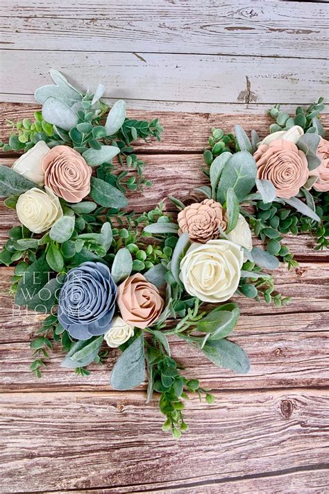 Eucalyptus Garland With Wood Flowers / Ceremony Arch Sign | Etsy