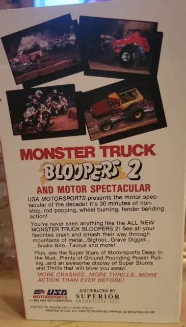 MONSTER TRUCK BLOOPERS 2 VHS 1992 Motor Spectacular Bigfoot Grave ...