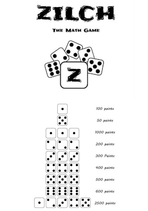 10 000 Dice Game Rules Printable