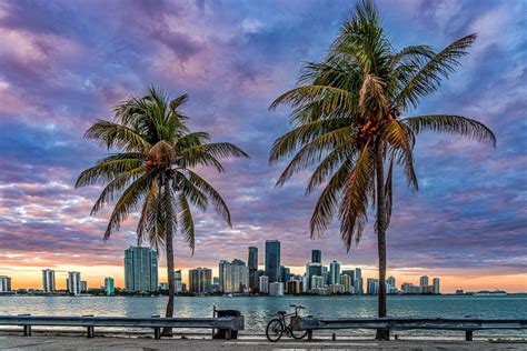 Miami FL Skyline Sunset Landscape Beach Photography Miami FL Coastal ...