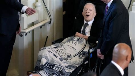 Former US president Jimmy Carter attends memorial service for late wife ...