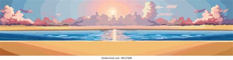 Rising Sun Over Ocean Vector Background Stock Vector (Royalty Free ...