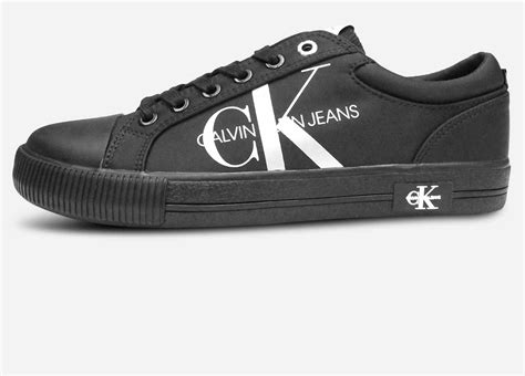 Black Calvin Klein Designer Womens Lace Up CK Sneakers