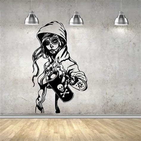 Wall Sticker Mural Decal Vinyl Decor Candy Sugar Skull Graffiti Girl ...