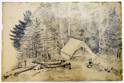 Pencil Sketch, "Birch Camp, Kash-a-Mog Lake" (August 30th 1913) | The ...