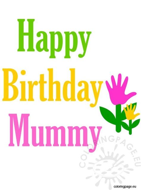 Happy birthday mummy card – Coloring Page