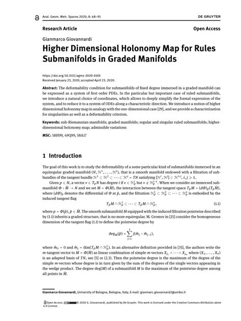 (PDF) Higher Dimensional Holonomy Map for Rules Submanifolds in Graded ...