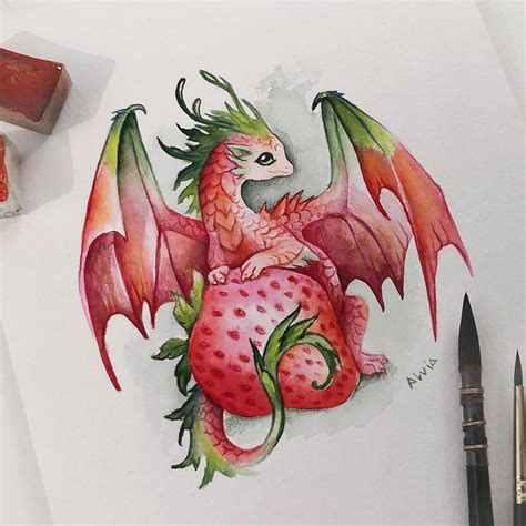 "Strawberry dragon" by Alvia Alcedo : r/dragons