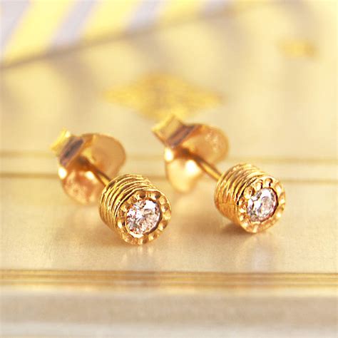 Diamond April Birthstone Rose/Gold Plated Earrings By Embers ...