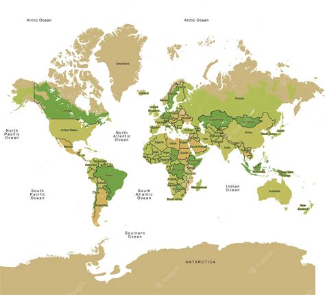 Premium Vector | Green world map countries