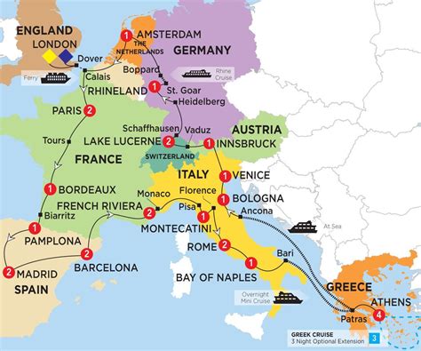 Map of France, Switzerland, and Italy