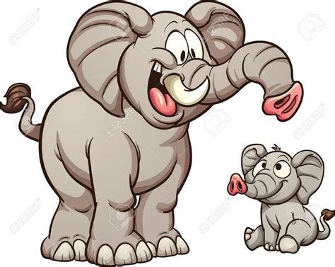 Big and small cartoon elephants. Vector clip art illustration with ...