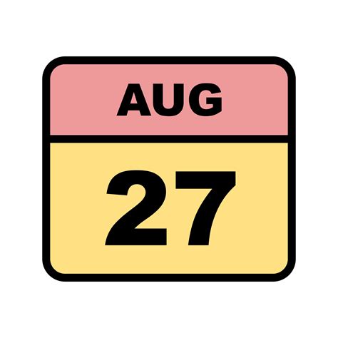 August 27th Date on a Single Day Calendar 505669 Vector Art at Vecteezy