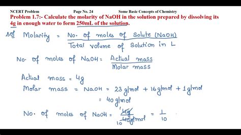 Calculate the molarity of NaOH in the solution prepared by dissolving ...