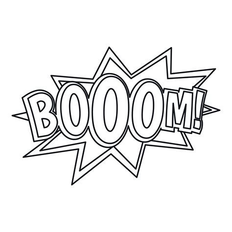 Boom, comic book explosion icon, outline style 15211366 Vector Art at ...