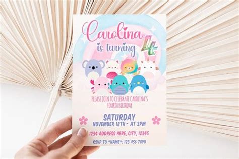 SQUISHMALLOWS Birthday Invitation, Squishmallow Party, Squishmallow ...