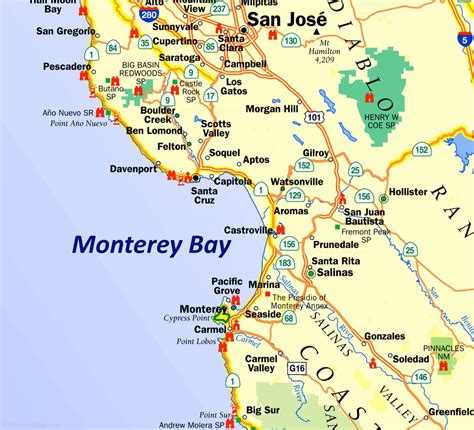 Monterey Bay Area Tourist Map - Ontheworldmap.com