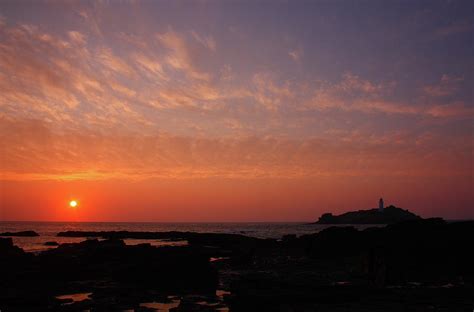 Godrevy Lighthouse Sunset Photograph by Graham Custance - Fine Art America