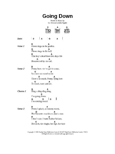 Going Down by The Stone Roses Sheet Music for Guitar Chords/Lyrics at ...