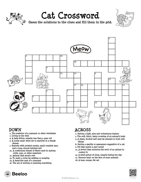 Cat-themed Crossword Puzzles • Beeloo Printable Crafts and Activities ...