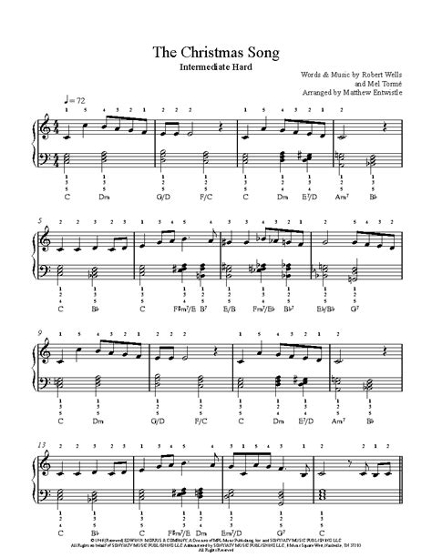 The Christmas Song by Nat King Cole Sheet Music & Lesson | Intermediate ...