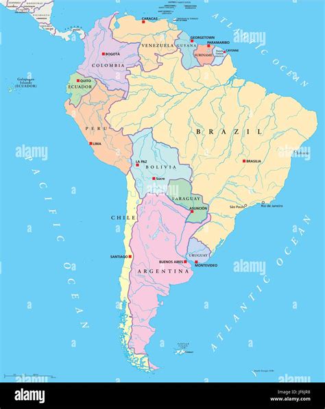 political, america, south america, continent, states, map, atlas, map ...