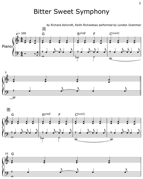 Bitter Sweet Symphony - Sheet music for Piano