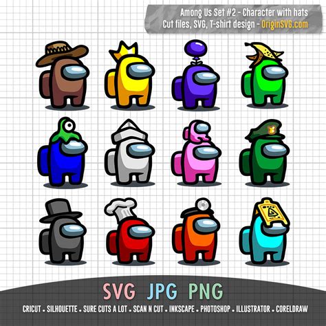 Among Us Set #2 - Among Us Characters Hat SVG - Origin SVG Art | Svg ...