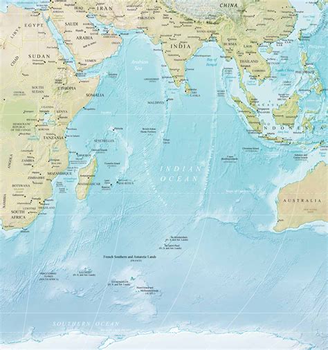 Map of Indian Ocean - Islands, Countries