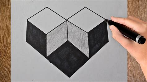 How To Draw A 3d Drawing Simple Geometric Shape Optical Illusion 3d ...