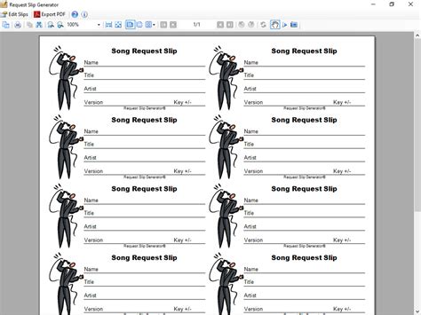 Free Printable Karaoke Song Request Slips Template - Printable Templates