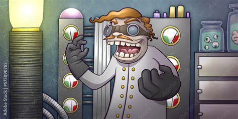 Mad Scientist in his Laboratory Cartoon Illustration Stock Illustration ...