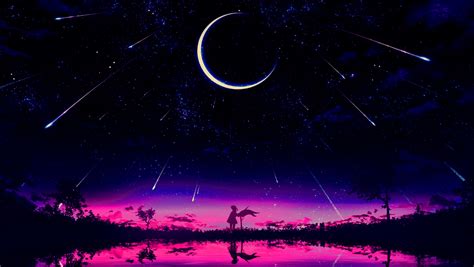 1360x768 Resolution Cool Anime Starry Night Illustration Desktop Laptop ...