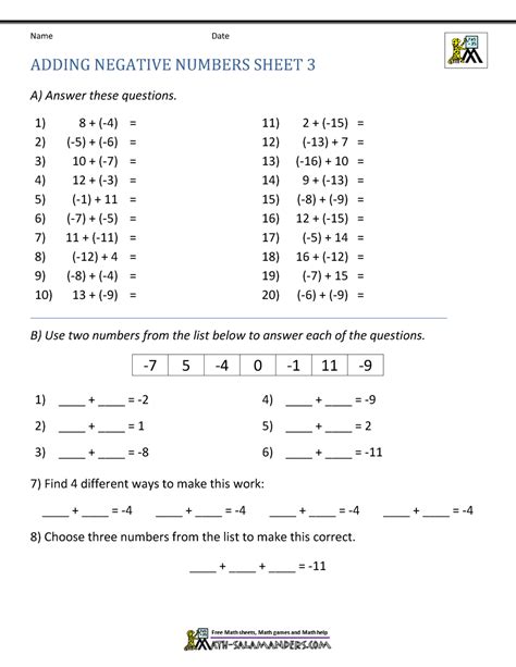 Adding Positive and Negative Numbers