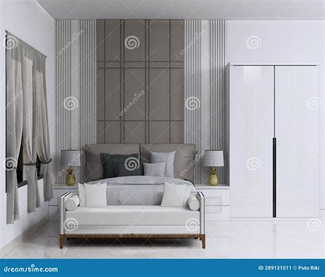 Interior of Bedroom with Brown and White Color Stock Image - Image of ...