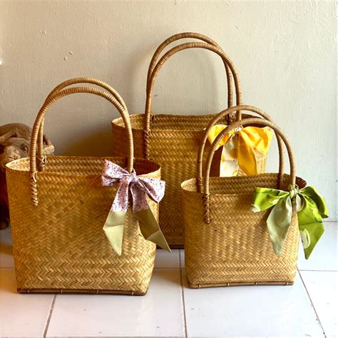 Native bayong bag handwoven bamboo (free ribbon) | Shopee Philippines