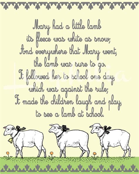 Nursery Print Nursery Rhyme Mary had a little lamb | Etsy | Nursery ...