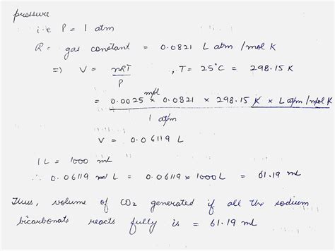 [Solved] 1. The lab experiment instructs you to react 0.21g of NaHCO3 ...