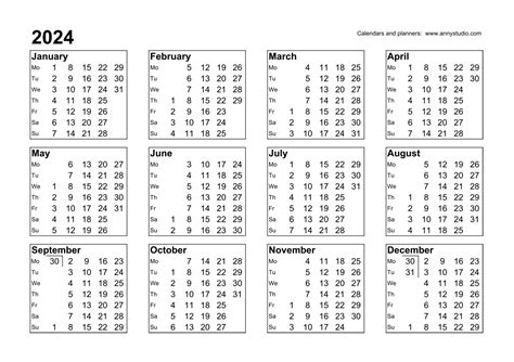 2024 Numbered Weeks Calendar Dates Printable - Photo Calendar 2024