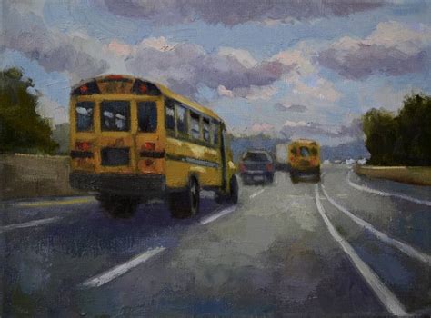 School Bus Painting by Frank Bruckmann | Saatchi Art