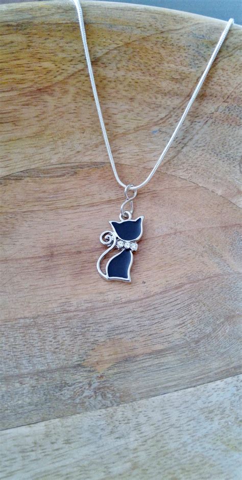 Cat Necklace Cute Black Cat Necklace Silver-plated Chain - Etsy